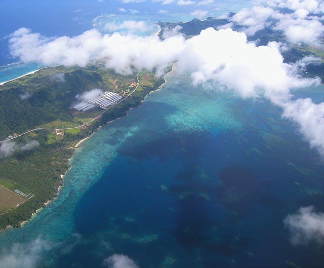 Aerial view of Okinawa, Japan