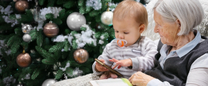 elderly and baby - christmas time